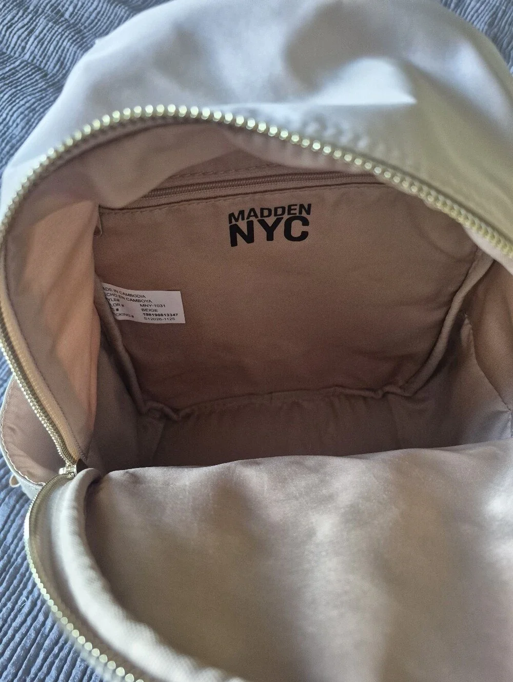 Madden NYC Kids Beige Mini Backpack with Colorful Tassel Charm